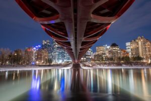 Beautiful view of The Peace Bridge in Calgary, Alberta, Canada